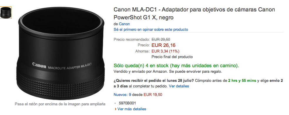 Fotografía ficha de producto de Amazon