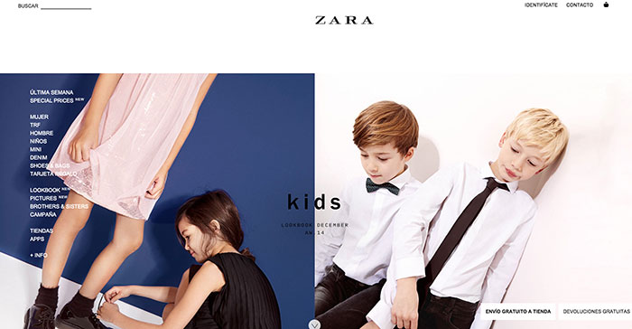 Zara página inicio