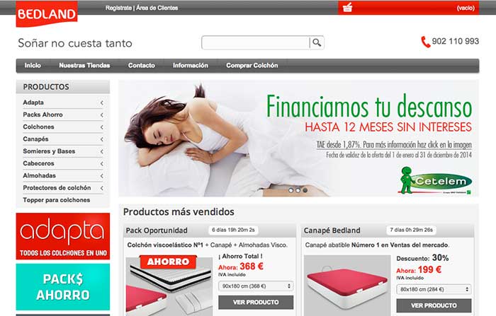 Bedland aprovecha las Hero Images para destacar la financiación de sus productos