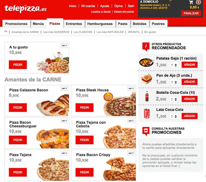 Cross-selling en Telepizza, durante todo el proceso de compra