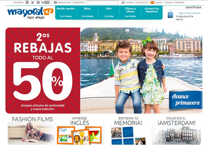Mayoral utiliza las imágenes Hero para destacar sus rebajas