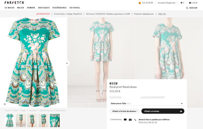ficha de producto farfetch