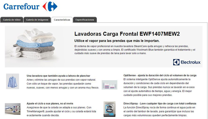 especificaciones carrefour online