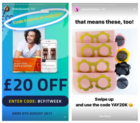 Promociones en Instagram Stories