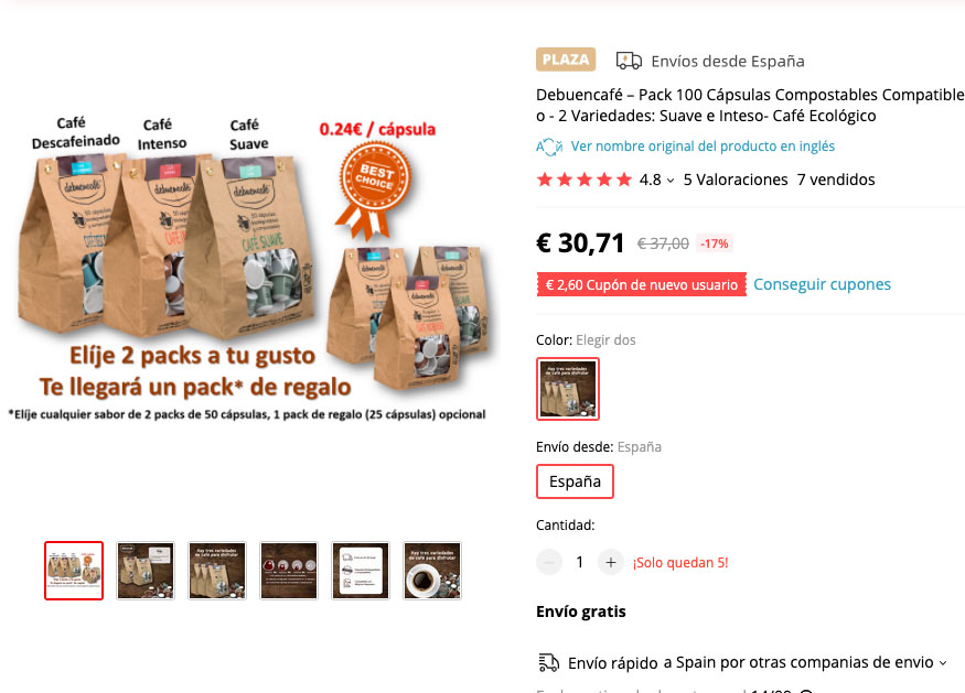 Imagen detallada del producto Aliexpress