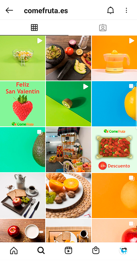 Feed Instagram ComeFruta después del reto