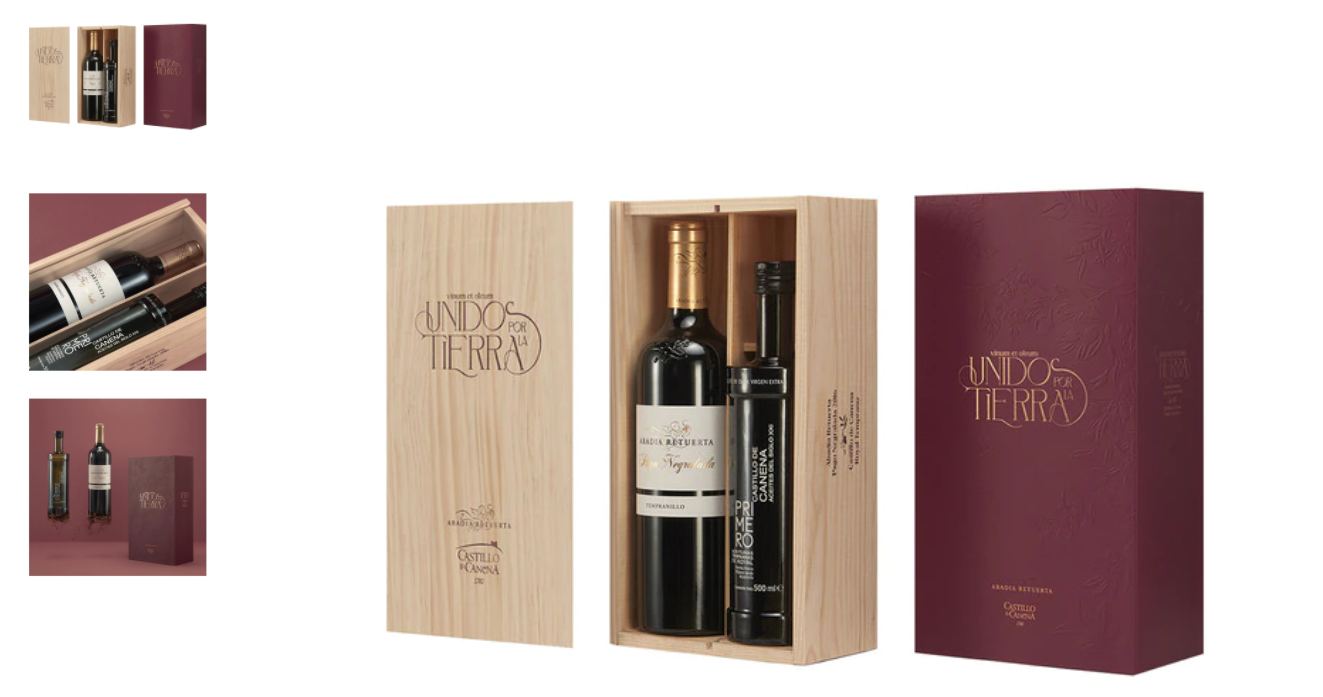 caja de vino y aceite